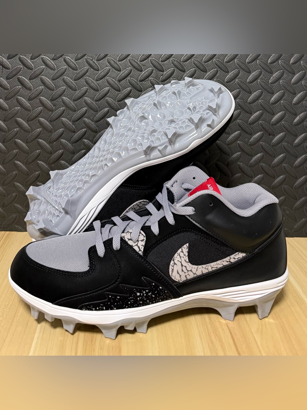 Air Jordan Stadium 90 Low TD Black Cement Football Cleats HQ0210-060 Mens Sz 13‎